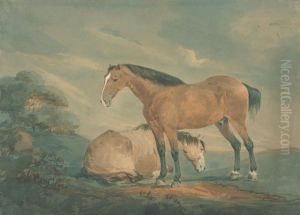 Two Bay Horses in a Landscape
