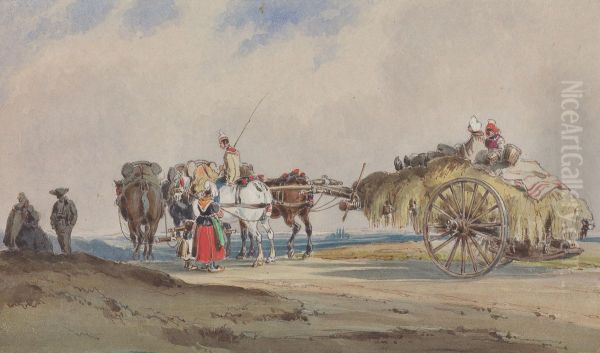 A Hay Cart Drawn by Four Horses - view 1