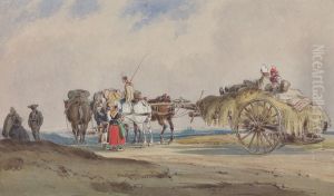 A Hay Cart Drawn by Four Horses by Charles Cooper Henderson