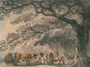 Shelter for Cattle by Julius Caesar Ibbetson