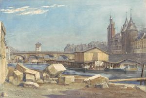 Ile de la Cite, the Pont au Change, and the Conciergerie, Paris, 1837