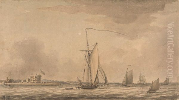 Shipping in the Solent off Calshot Castle - view 1