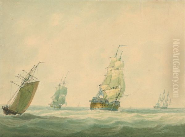 A Two-Decker and other Shipping Offshore - view 1