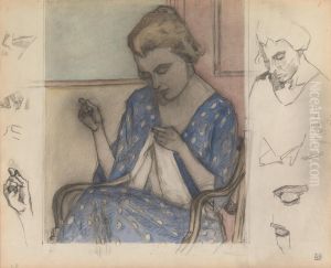 Study of a Woman Sewing by Robert Bevan