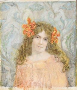 Jeune Femme Aux Fleurs Et Au Chale by Antoine Calbet
