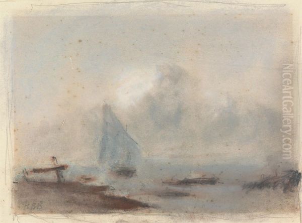 A Sailing Ship near Shore - view 1