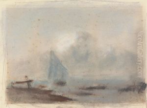 A Sailing Ship near Shore by Hercules Brabazon Brabazon