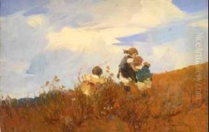 Giochi Di Bimbi In Un Prato by Antonio Calcagnadoro