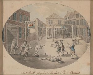 Foot Ball played at Market Place, Barnet by Robert Dighton