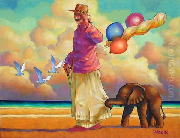 Daddy God Walking Baby Elephant - view 1