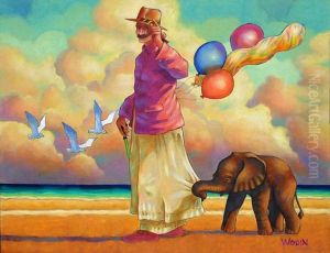 Daddy God Walking Baby Elephant