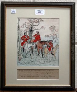 Three Jovial Huntsmen In Landscapes by Randolph Caldecott