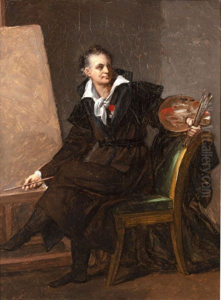 Self-portrait with palette - view 1