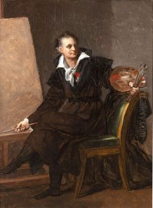 Self-portrait with palette by Robert Lefevre