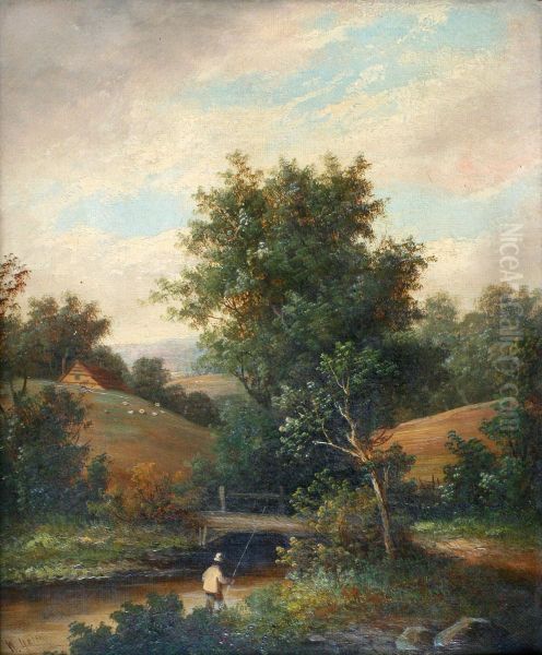 Fisherman on the River Bank - view 1