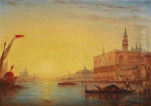 Vue Du Molle Et De Santa Maria Della Salute A Venise by Charles Clement Calderon