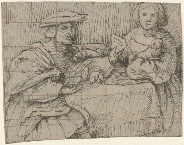 Portrait of a man and a woman at a table - view 1