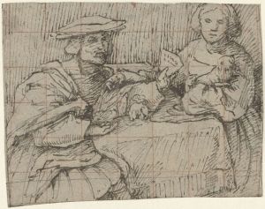Portrait of a man and a woman at a table Portrait of a man and a woman at a table