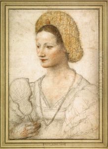 Portrait of a Young Woman with Fan by Bernardino Luini