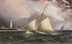 Yacht KATE off Boston Light by James E. Buttersworth