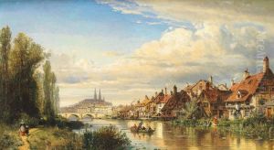 Blick uber die Donau auf Regensburg