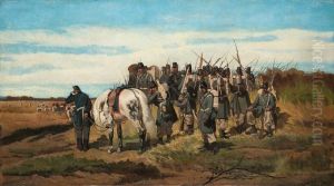 Infantry halt by Giovanni Fattori