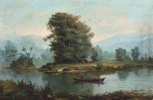 Paisagem Com Rio by Benedito Calixto De Jesus