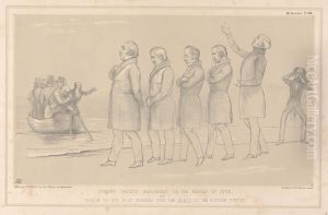 Unhappy Ghosts Wandering on the Banks of Styx, while Charon in his Boat Ferries over the Elect to the Elysian Fields by John (H.B.) Doyle