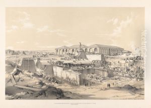 "Building the Stationary Engine House, Camden Town, April 26th 1837" by John Cooke Bourne
