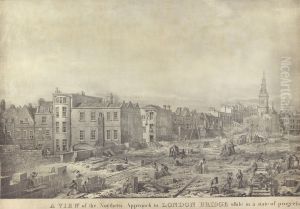 A View of the Northern Approach to London Bridge while in a state of Progress by George Johann Scharf