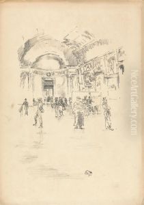 The Long Gallery, Louvre by James McNeill Whistler