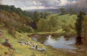 A Young Shepherd With His Flock by Lance Calkin