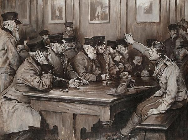 Chelsea Pensioners In Discussion, Thought To Be During The Boer War - view 1