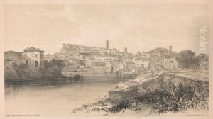 Rome from Via della Porta San Paolo, from Views in Rome and its Environs, 1841 by Edward Lear