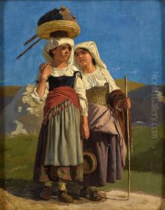 Two Roman girls near Cervara by August Weckesser