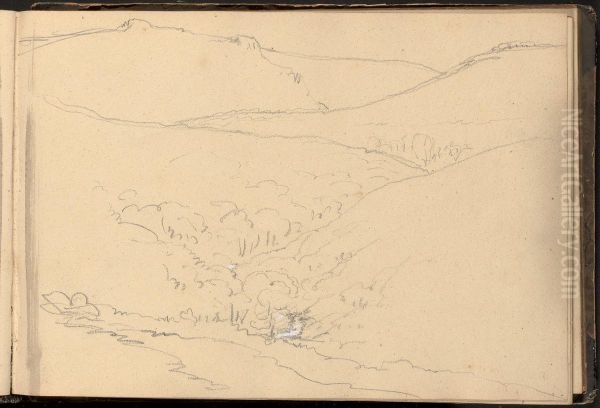 Landscape Scene with Hills and River Stream - view 1