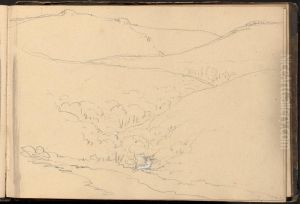 Landscape Scene with Hills and River Stream Landscape Scene with Hills and River Stream