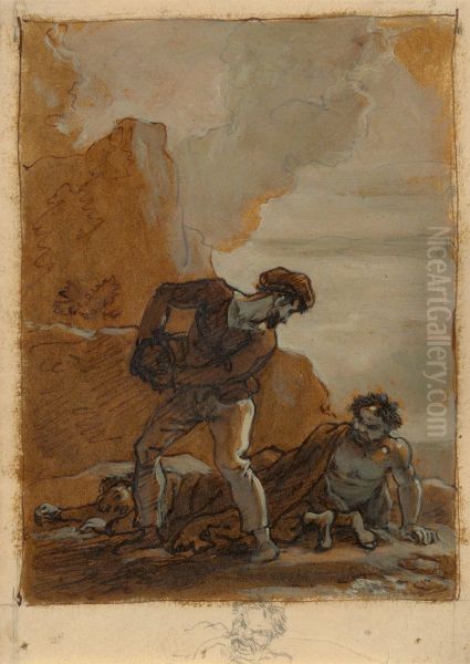 Stephano and Trinculo with Caliban - view 1