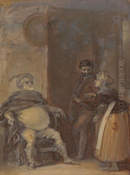 Falstaff with Mistress Quickly and Bardolph - view 1