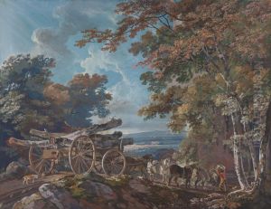 Timber Wain on a Rough Road (one of a pair) by George Barret, Sr.
