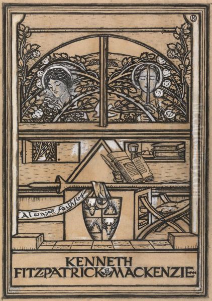 Design for a bookplate for Kenneth Fitzpatrick Mackenzie - view 1