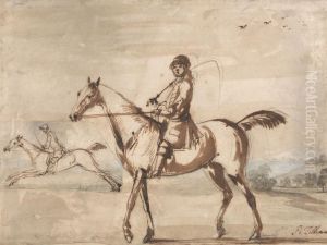 Horse and Rider Walking to Left in a Hilly Landscape by Peter Tillemans