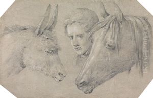 Head of a Stable Lad, Looking Between the Heads of a Horse, on His Left, and a Donkey, on His Right Head of a Stable Lad, Looking Between the Heads of a Horse, on His Left, and a Donkey, on His Right