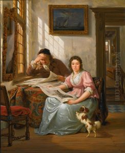 Interior With a Collector and His Wife by Abraham van Strij