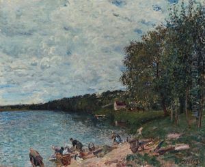 Le Marche au Ble at Abbeville, from the Grande Place by Alfred Sisley
