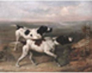 Pointers In A Landscape Signed And Dated '67, Oil Oncanvas 16 X 20in