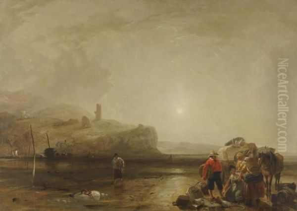 A Coastal Scene With Figures Bargaining For Fish - view 1