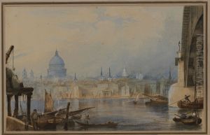 La cathedrale a Londres, vue du pont de Southwark