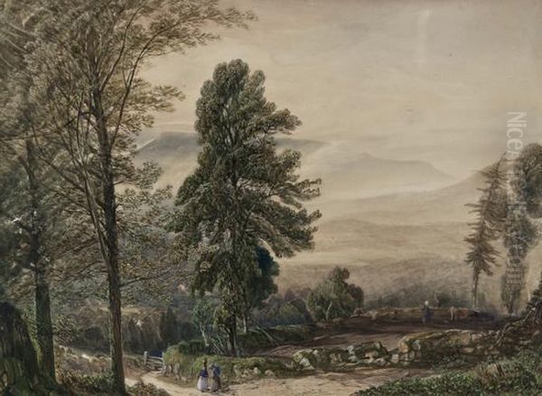Figures In A Landscape 
Watercolour - view 1