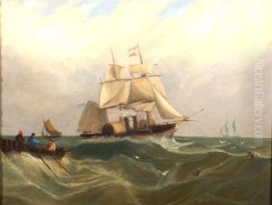 Portrait Of A Paddle Steamer In Full Sail In Rough Seas by William James Callcott